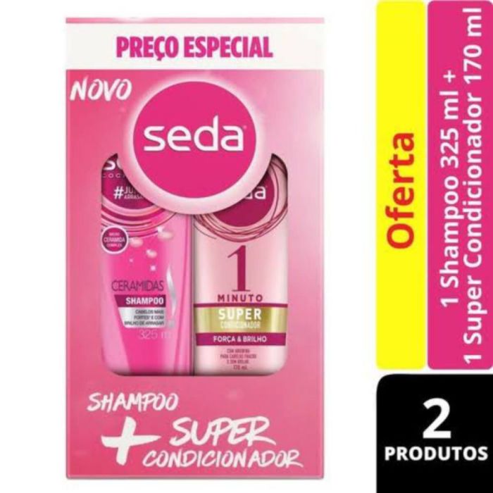 Kit Seda Força e Brilho Shampoo Ceramidas 325mL + Condicionador